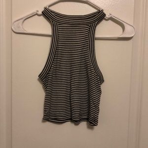 Black and white striped crop top, gently worn